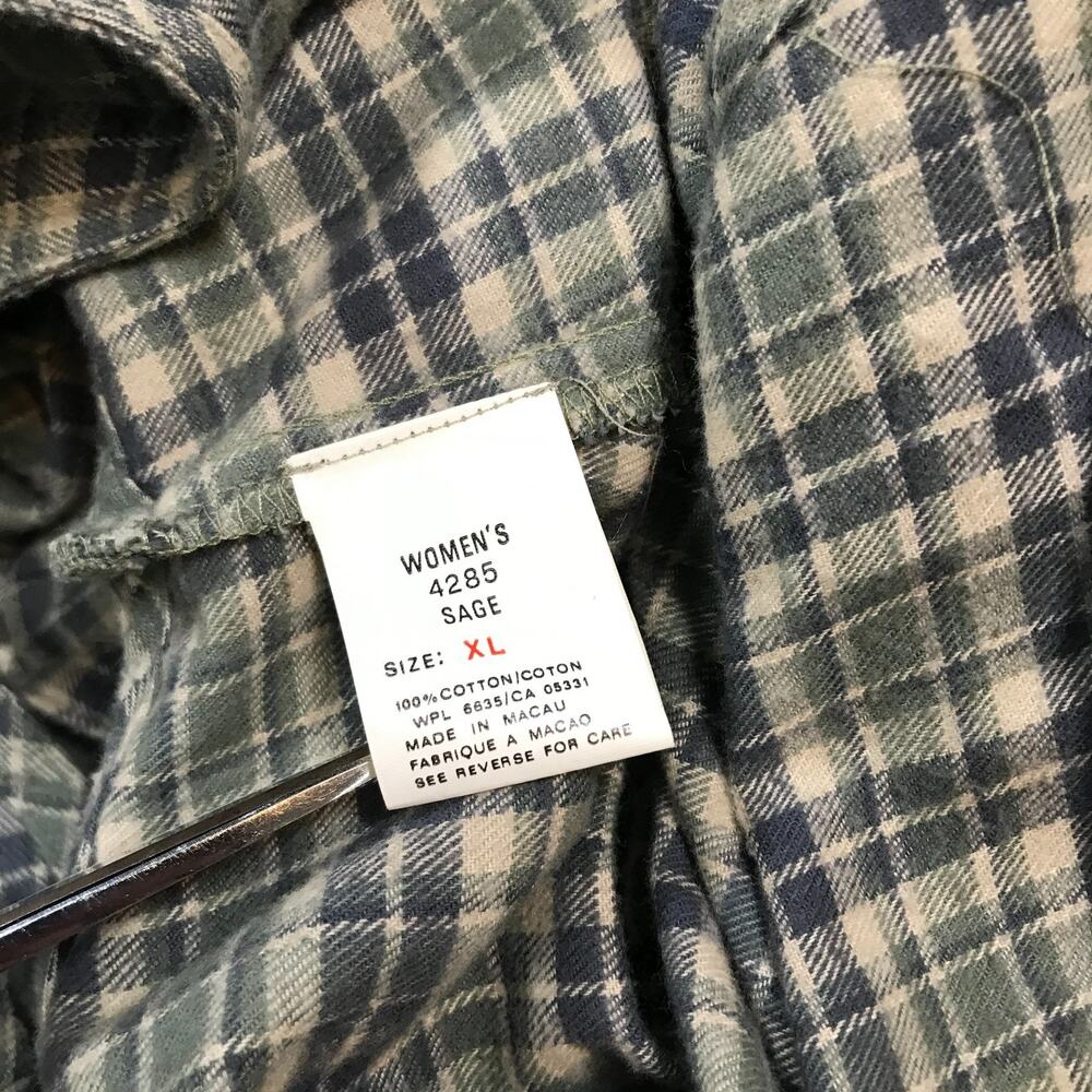 VTG Woolrich Women's XL Pinafore Dress Jumper Green Plaid Cotton Button Front D2 - Picture 4 of 9